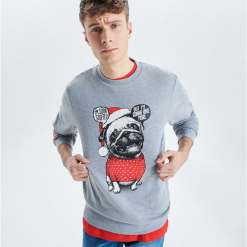 Bluza z motywem świątecznym - Jasny szary. Bluzy nierozpinane męskie marki Cropp. W wyprzedaży za 49.99 zł.