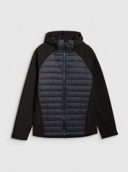 4F Kurtka softshell wiatroodporna membrana 5000 męska - czarna S. Czarne kurtki softshell męskie 4f, m, bez wzorów, z dzianiny, z kapturem, wspinaczkowe. Za 299.99 zł.