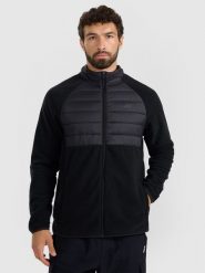 4F Polar ze stójką regular męski - czarny L. Czarne bluzy z polaru męskie 4f, l, bez wzorów, z polaru, bez ramiączek, bez kaptura. Za 199.99 zł.
