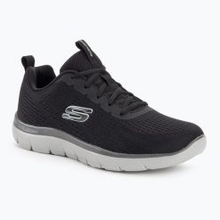 Buty męskie SKECHERS Summits Torrecharcoal. Czarne buty sportowe na co dzień męskie Skechers, bez wzorów, sportowe, bez obcasa, bez zapięcia. Za 219.99 zł.