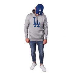 Bluza z kapturem Los Angeles Dodgers. Niebieskie bluzy nierozpinane męskie New Era, m, bez wzorów, eleganckie, bez ramiączek, z kapturem. W wyprzedaży za 255.10 zł.