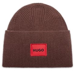 Czapka HUGO. Brązowe czapki męskie Hugo, na zimę, bez wzorów. Za 269.99 zł.