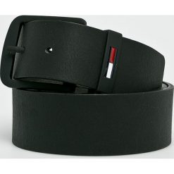Tommy Jeans - Pasek skórzany. Czarne paski męskie Tommy Jeans, w paski, z jeansu. Za 199.90 zł.