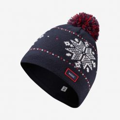 Czapka narciarska dla dorosłych Wedze Jacquard. Niebieskie czapki męskie WED'ZE, na zimę, bez wzorów, z elastanu, sportowe. Za 49.99 zł.