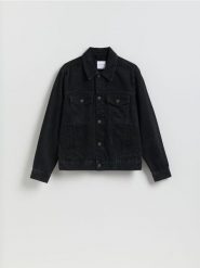 Jeansowa kurtka - czarny. Czarne kurtki męskie Reserved, l, bez wzorów, z denimu, bez ramiączek, bez kaptura. Za 169.99 zł.