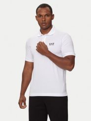 EA7 Emporio Armani Polo 8NPF14 PJVQZ 1100 Biały Regular Fit. Białe koszulki polo męskie EA7 Emporio Armani, m, bez wzorów, z bawełny, bez kołnierzyka, bez ramiączek. Za 219.99 zł.