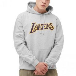 Bluza męska do koszykówki Mitchell & Ness Los Angeles Lakers szara. Szare bluzy nierozpinane męskie Mitchell & Ness, m, bez wzorów, sportowe, bez ramiączek, bez kaptura. Za 329.00 zł.