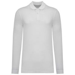 Koszulka polo z długim rękawem pique Kariban Bio180. Białe koszulki męskie z długim rękawem KARIBAN, m, bez wzorów, z bawełny, bez kołnierzyka, bez ramiączek. Za 138.50 zł.