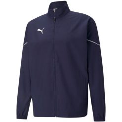 Kurtka do piłki nożnej męska Puma teamRISE Sideline. Niebieskie kurtki męskie Puma, m, bez wzorów, bez ramiączek, bez kaptura. Za 224.50 zł.