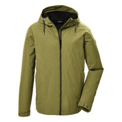 Kurtka z kapturem Killtec GW 32. Zielone kurtki męskie KILLTEC, bez wzorów, sportowe, bez ramiączek, z kapturem. W wyprzedaży za 373.00 zł.