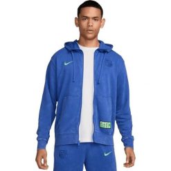 Męska Bluza Z Kapturem FC Barcelona Z Pełnym Zamkiem Błyskawicznym. Niebieskie bluzy z kapturem męskie Nike, m, bez wzorów, z kapturem. Za 449.99 zł.