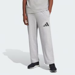 Spodnie Essentials Wide Leg 3 Bar Logo. Czarne długie spodnie sportowe męskie ADIDAS, bez wzorów, z materiału, na fitness i siłownię. Za 229.00 zł.