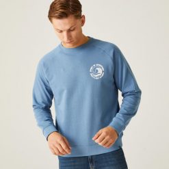 Nithsdale męska bluza. Niebieskie bluzy nierozpinane męskie Regatta, m, bez wzorów, z bawełny, eleganckie, bez ramiączek, bez kaptura. W wyprzedaży za 89.99 zł.