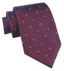 Jedwabny Krawat Męski - His Story - Głęboka Czerwień, Łezki (Paisley). Czerwone krawaty i muchy męskie His Story, bez wzorów, z jedwabiu, eleganckie. Za 115.00 zł.