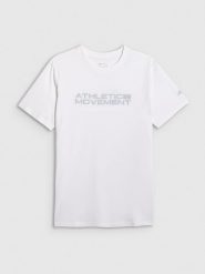 4F T-shirt regular z nadrukiem męski - biały L. Białe t-shirty męskie 4f, l, bez wzorów, z materiału, bez kołnierzyka, bez ramiączek. Za 69.99 zł.