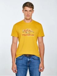 Koszulka męska z nadrukiem żółta Mifer 201. Żółte t-shirty męskie Big Star, l, bez wzorów, z bawełny, bez kołnierzyka, bez ramiączek. Za 99.99 zł.