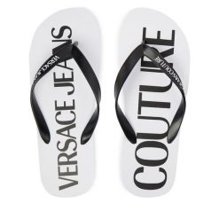 Japonki Versace Jeans Couture. Białe klapki i japonki męskie Versace Jeans Couture, bez wzorów, z jeansu. Za 249.99 zł.