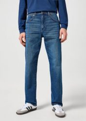 WRANGLER MĘSKIE SPODNIE JEANSOWE FRONTIER OUTLAW INDIGO 112356829 W16V008826. Niebieskie jeansy męskie Wrangler, bez wzorów, z bawełny, klasyczne. W wyprzedaży za 129.99 zł.