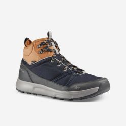 Buty turystyczne męskie Quechua NH100 Mid wodoodporne. Brązowe buty trekkingowe męskie QUECHUA, bez wzorów, z meshu, sportowe, bez obcasa, bez zapięcia. Za 169.99 zł.