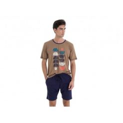 Piżama męska rozm. M Gent L251312 Camel. Brązowe piżamy męskie Massana Homewear, l, z aplikacjami, z bawełny, bez kołnierzyka, bez ramiączek. Za 210.00 zł.