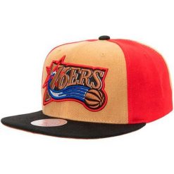 Czapka typu snapback Philadelphia 76ers On The Block HWC. Brązowe czapki męskie Mitchell & Ness, bez wzorów. Za 190.50 zł.