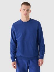 4F Bluza dresowa nierozpinana bez kaptura męska - granatowa XXL. Niebieskie bluzy nierozpinane męskie 4f, m, bez wzorów, z bawełny, sportowe, bez ramiączek, bez kaptura. W wyprzedaży za 69.99 zł.