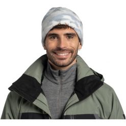 Czapka BUFF POLAR PRINTS BEANIE COMAT SNOW. Białe bluzy z polaru męskie Buff, bez wzorów, z polaru, sportowe, bez ramiączek, bez kaptura. W wyprzedaży za 97.44 zł.