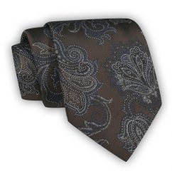 Brązowy Krawat Męski, w Kwiaty, Klasyczny, Szeroki 8 cm, Elegancki -CHATTIER. Brązowe krawaty i muchy męskie Chattier, bez wzorów, z tkaniny, eleganckie. Za 49.00 zł.