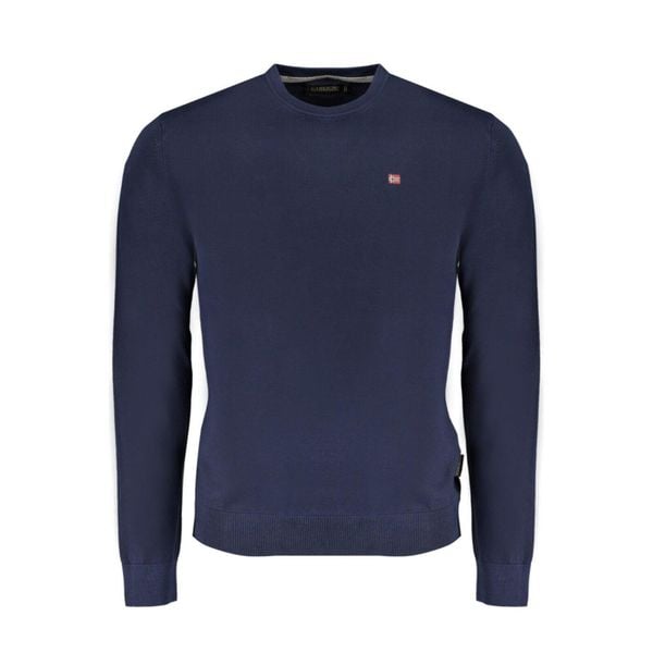 Sweter męski Napapijri Droz 5. Niebieskie swetry męskie Napapijri, bez wzorów, bez kołnierzyka, bez ramiączek. W wyprzedaży za 313.80 zł.