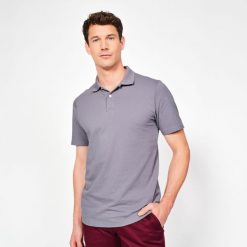 Koszulka polo do golfa z krótkim rękawem męska Inesis MW100. Szare koszulki polo męskie INESIS, m, bez wzorów, z bawełny, sportowe, bez kołnierzyka, bez ramiączek. Za 49.99 zł.
