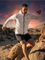 Rozpinana bluza z kapturem - biały. Białe bluzy rozpinane męskie Sinsay, l, bez wzorów, bez ramiączek, z kapturem. Za 79.99 zł.