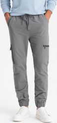 Ombre Spodnie męskie joggery z kieszeniami cargo i printem szare V4 OM-PAJO-0200 XXL. Szare długie spodnie sportowe męskie Ombre, bez wzorów. Za 209.99 zł.