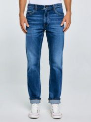 Jeansy męskie z prostą nogawką niebieskie Colt 480. Niebieskie jeansy męskie Big Star, bez wzorów, z denimu, eleganckie, z podwyższonym stanem. Za 429.99 zł.