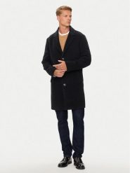 Tommy Hilfiger Płaszcz wełniany MW0MW36611 Czarny Regular Fit. Czarne płaszcze męskie Tommy Hilfiger, na zimę, m, bez wzorów, z wełny, bez kaptura. Za 1,799.00 zł.