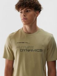 4F T-shirt regular z nadrukiem męski - khaki XXL. Brązowe t-shirty męskie 4f, m, bez wzorów, z bawełny, bez kołnierzyka, bez ramiączek. Za 29.99 zł.