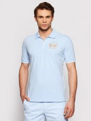 La Martina Polo CCMP01 PK001 Błękitny Regular Fit. Niebieskie koszulki polo męskie La Martina, m, bez wzorów, z bawełny, bez kołnierzyka, bez ramiączek. Za 299.99 zł.
