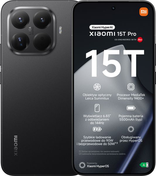 Smartfon Xiaomi 15T Pro 5G 12/512GB Czarny (68022). Czarne smartfony Xiaomi. Za 2,754.96 zł.