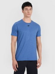 4F Koszulka treningowa szybkoschnąca męska - turkusowa XXL. Niebieskie t-shirty sportowe męskie 4f, m, bez wzorów, z elastanu, klasyczne, bez ramiączek. Za 99.99 zł.