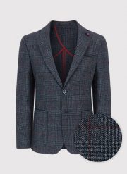 PAKO LORENTE – Granatowa marynarka casualowa w bordową kratę. Czerwone marynarki męskie Pako Lorente, bez wzorów, z jeansu. Za 499.99 zł.