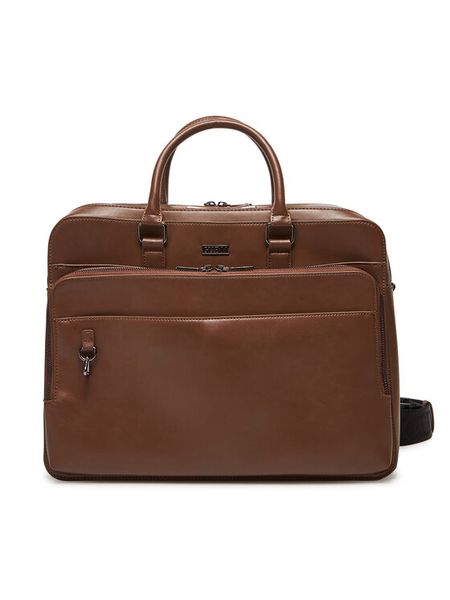 Guess Torba na laptopa HMBOCA P5338 Brązowy. Brązowe torby na laptopa męskie Guess, z aplikacjami, ze skóry. Za 369.99 zł.