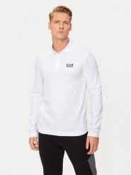 EA7 Emporio Armani Polo 8NPF15 PJVQZ 1100 Biały Regular Fit. Białe koszulki polo męskie EA7 Emporio Armani, m, bez wzorów, z bawełny, bez kołnierzyka, bez ramiączek. Za 249.99 zł.
