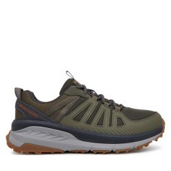 Trekkingi Skechers. Brązowe buty trekkingowe męskie Skechers, bez wzorów, sportowe, bez obcasa, bez zapięcia. Za 299.99 zł.