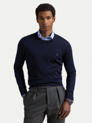 Polo Ralph Lauren Sweter 710946143001 Granatowy Slim Fit. Niebieskie swetry męskie Polo Ralph Lauren, bez wzorów, z wełny, bez kołnierzyka, bez ramiączek. Za 839.99 zł.