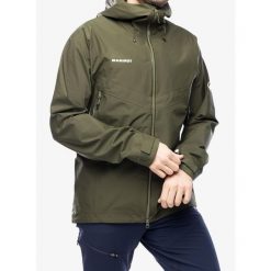 Kurtka z membraną męska Mammut Crater IV HS Hooded Jacket. Zielone kurtki męskie Mammut, m, bez wzorów, bez ramiączek, bez kaptura. Za 1,874.95 zł.
