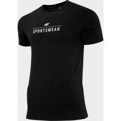 T-Shirt męski TSM302 - głęboka czerń. T-shirty męskie 4f, m, bez wzorów, bez kołnierzyka, bez ramiączek. Za 39.99 zł.