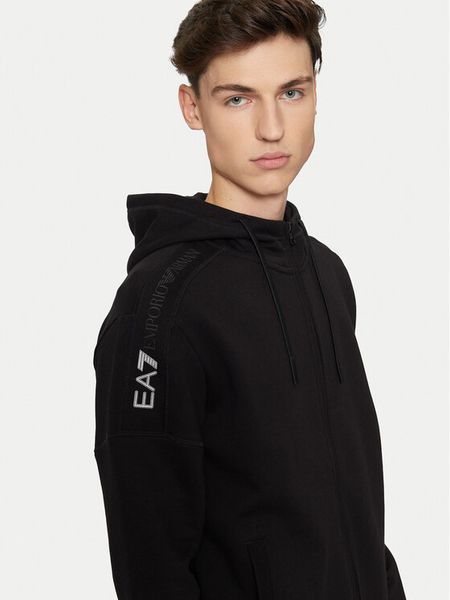 EA7 Emporio Armani Bluza 6DPM14 PJVTZ 1200 Czarny Regular Fit. Czarne bluzy rozpinane męskie EA7 Emporio Armani, m, bez wzorów, z bawełny, bez ramiączek, bez kaptura. Za 309.99 zł.