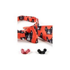 Komplet Mucha wiązana MOPSY +poszetka +spinki do mankietów. Czerwone krawaty i muchy męskie Hisoutfit, z materiału, wizytowe. Za 149.00 zł.