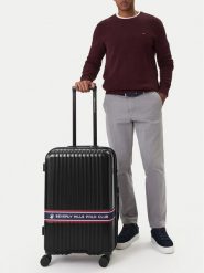 Beverly Hills Polo Club Walizka średnia CEO-BHPC-M-005-08-BLACK Czarny. Czarne walizki męskie Beverly Hills Polo Club, bez wzorów, z tworzywa sztucznego, średnie. Za 359.99 zł.