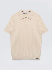 Sweter męski polo z krótkim rękawem perłowy Matison 103. Białe swetry męskie Big Star, bez wzorów, z bawełny, eleganckie, bez kołnierzyka, bez ramiączek. Za 159.99 zł.