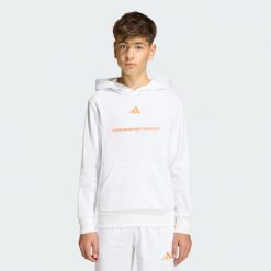 Bluza z kapturem adidas Slogan Fleece Hoodie. Białe bluzy z kapturem męskie ADIDAS, bez wzorów, z kapturem. Za 179.00 zł.